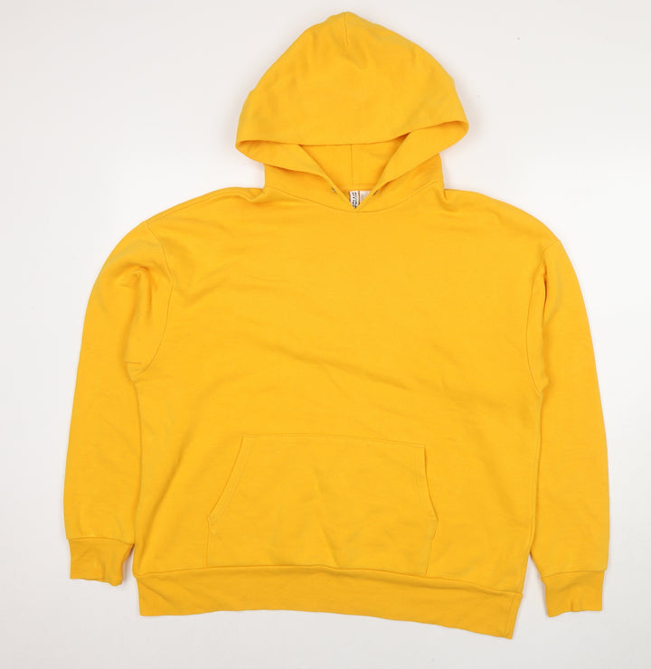 Divided by H&M Womens Yellow Cotton Pullover Hoodie Size L Pullover