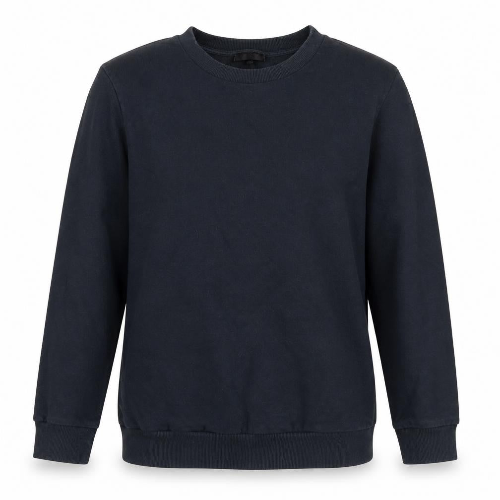 Front view of New Look women’s blue cotton pullover sweatshirt, size UK 8, pullover