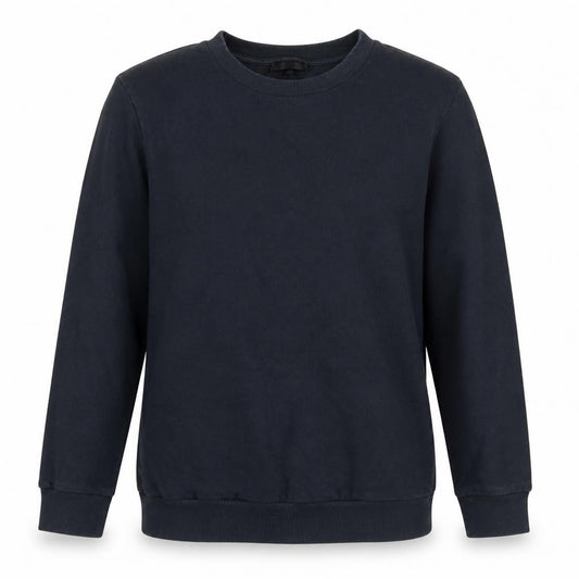 Front view of New Look women’s blue cotton pullover sweatshirt, size UK 8, pullover