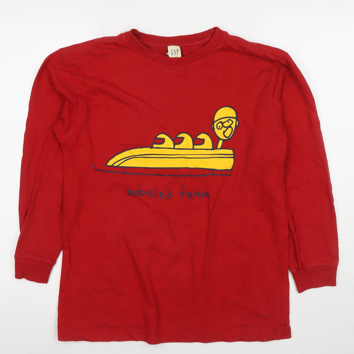 Gap Boys Red Cotton Pullover Sweatshirt Size 12 Years Pullover - Bobsled Team