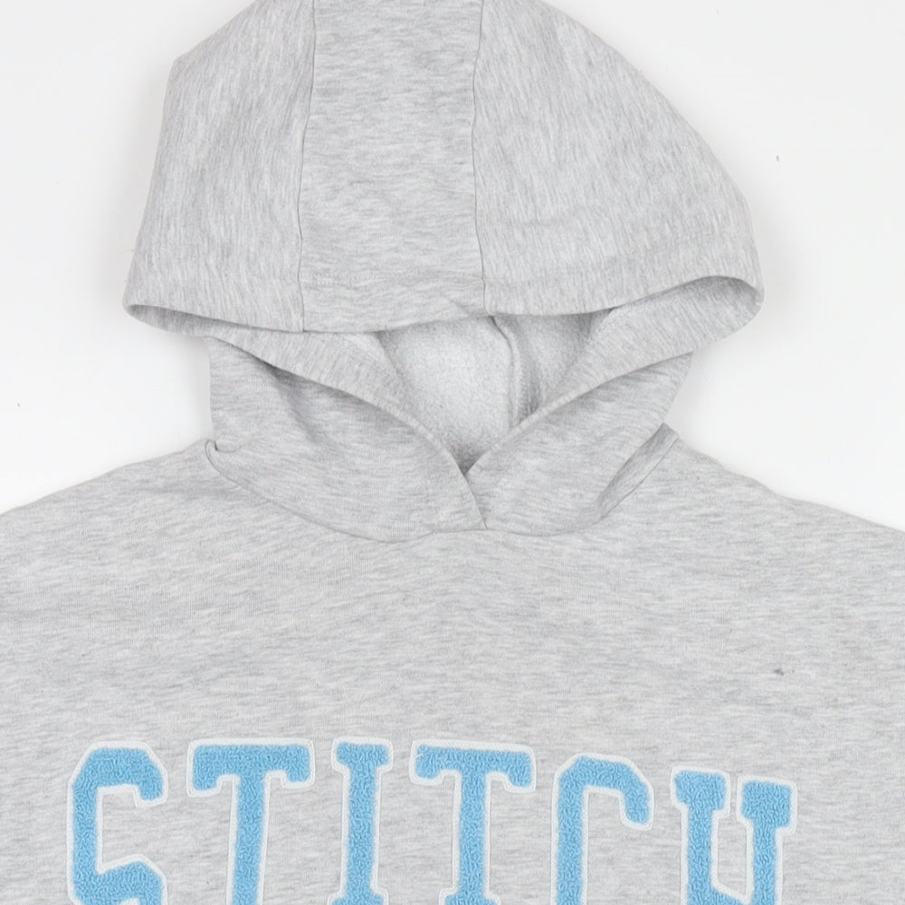 Disney Girls Grey Polyester Pullover Hoodie Size 12-13 Years Pullover - Stitch