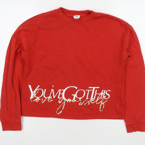 River Island Girls Red Cotton Pullover Sweatshirt Size 11-12 Years Pullover - You've Got This