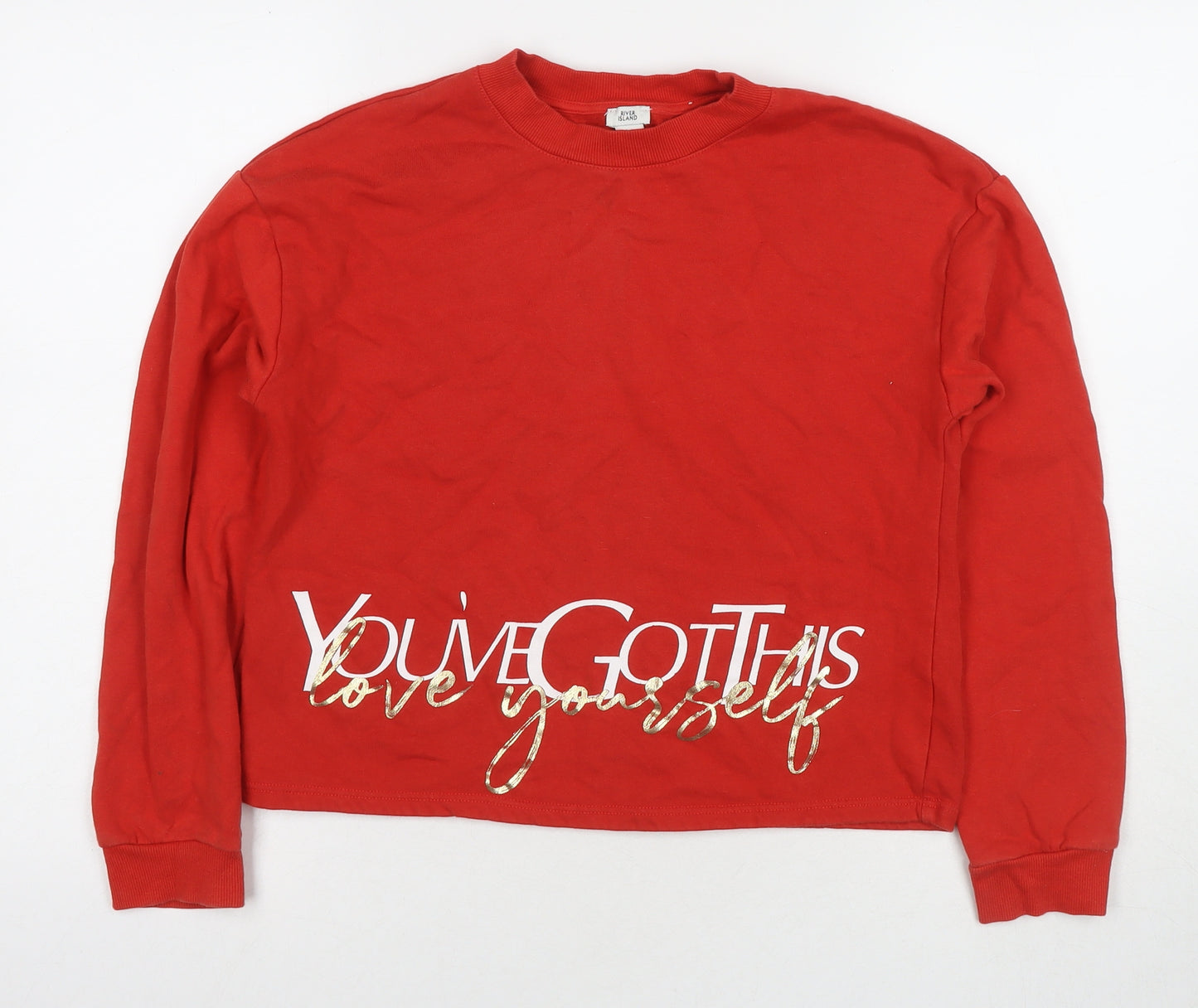 River Island Girls Red Cotton Pullover Sweatshirt Size 11-12 Years Pullover - You've Got This