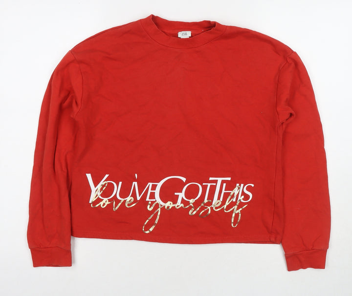 River Island Girls Red Cotton Pullover Sweatshirt Size 11-12 Years Pullover - You've Got This