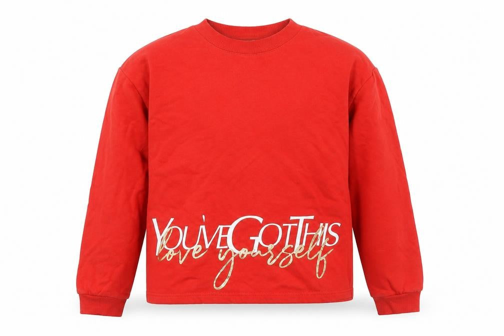 River Island Girls Red Cotton Pullover Sweatshirt Size 11-12 Years Pullover - You've Got This