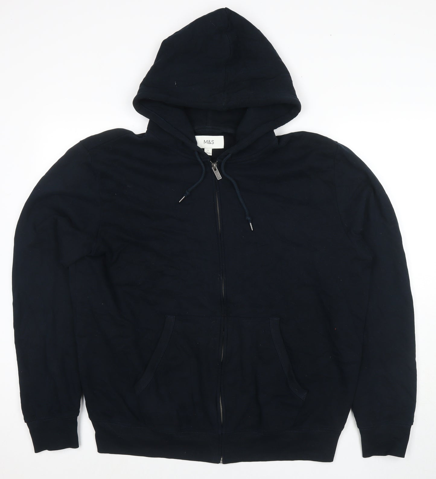 Marks and Spencer Mens Blue Cotton Full Zip Hoodie Size L