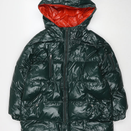 Boohoo Womens Green Puffer Jacket Jacket Size 8 Zip