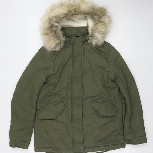 Marks and Spencer Womens Green Parka Jacket Size 8 Zip