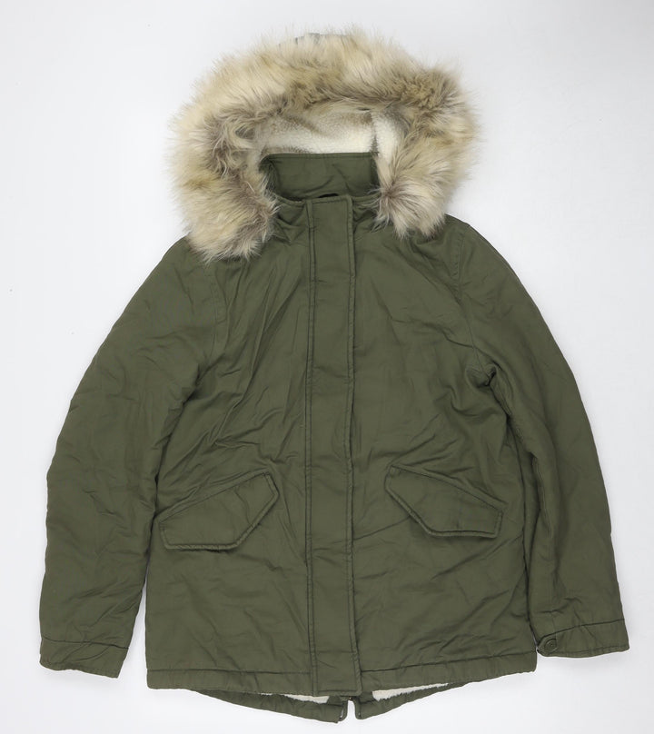 Marks and Spencer Womens Green Parka Jacket Size 8 Zip