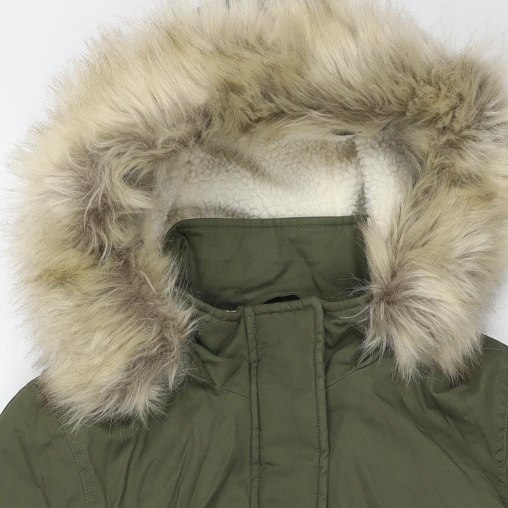 Marks and Spencer Womens Green Parka Jacket Size 8 Zip