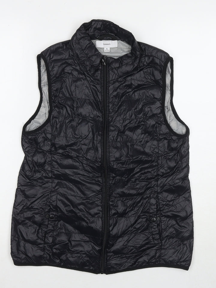Bossini Womens Black Gilet Waistcoat Size XL Zip