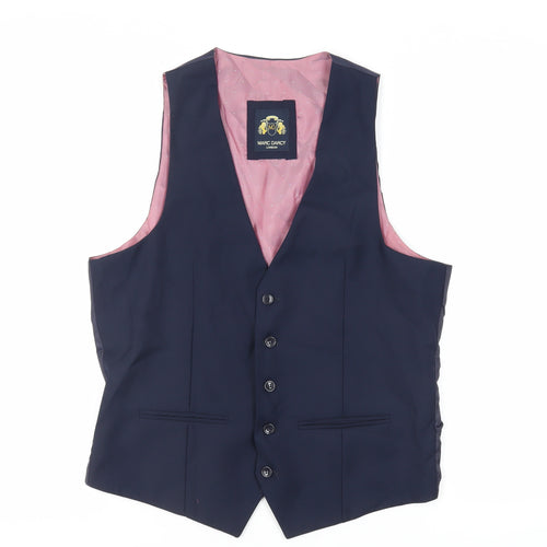 Marc Darcy Mens Blue Polyester Jacket Suit Waistcoat Size 40 Regular