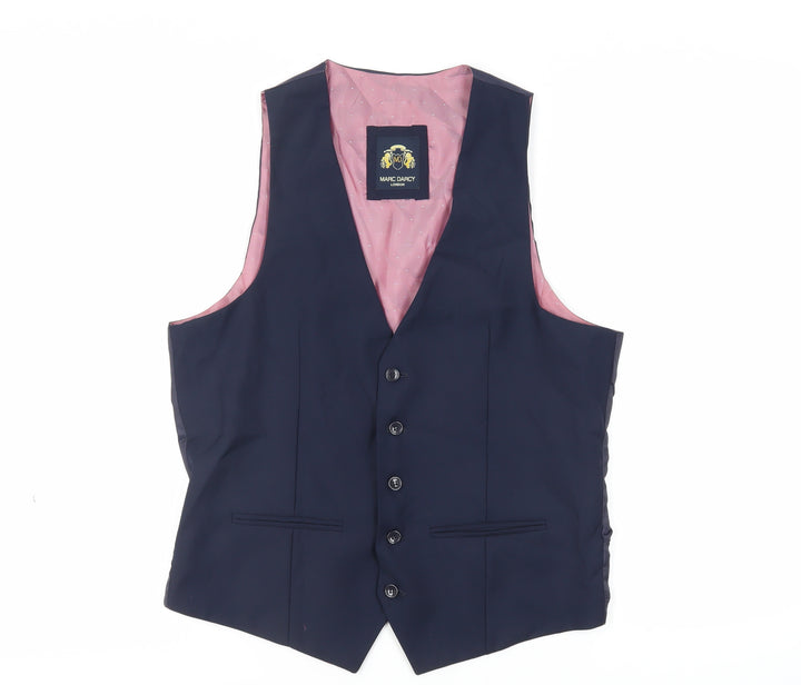 Marc Darcy Mens Blue Polyester Jacket Suit Waistcoat Size 40 Regular