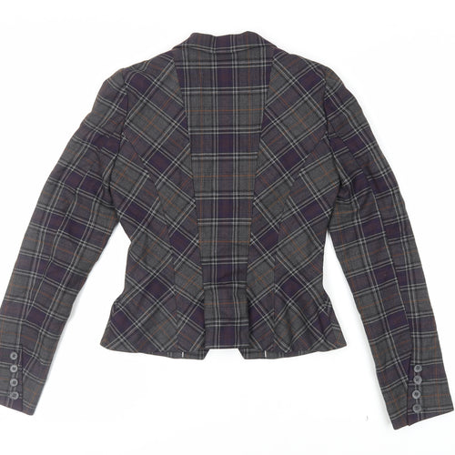 Warehouse Womens Green Plaid Jacket Blazer Size 6 Button