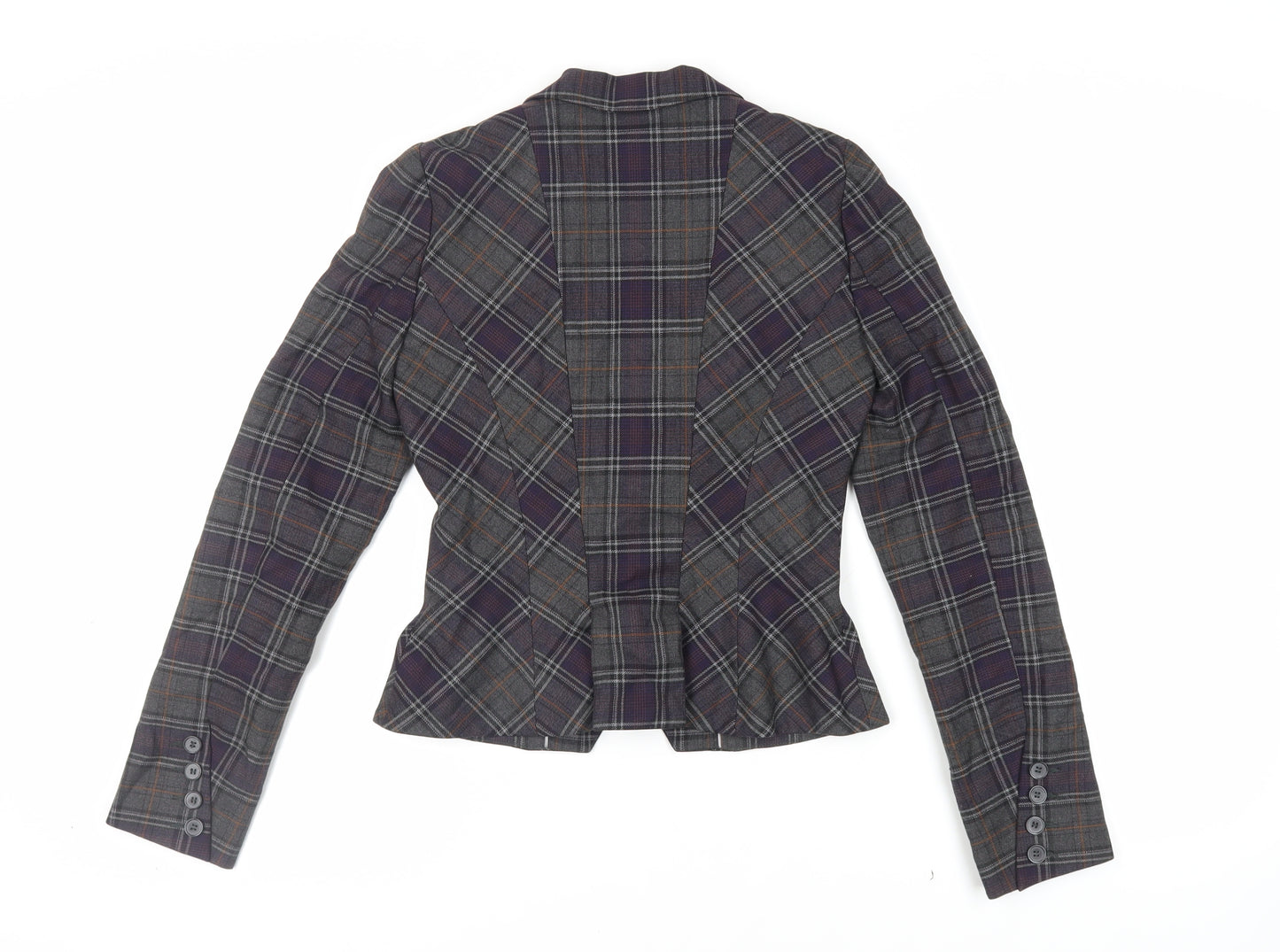 Warehouse Womens Green Plaid Jacket Blazer Size 6 Button