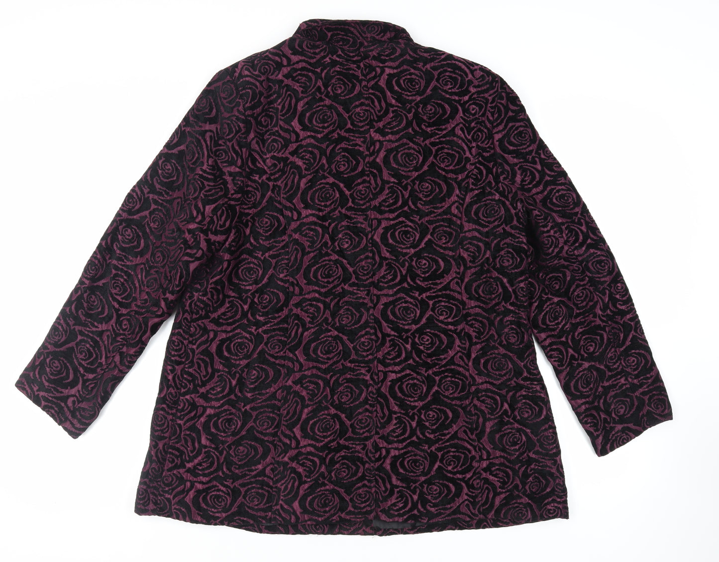 TIGI Womens Purple Floral Overcoat Coat Size 14 Button - Size 14-16