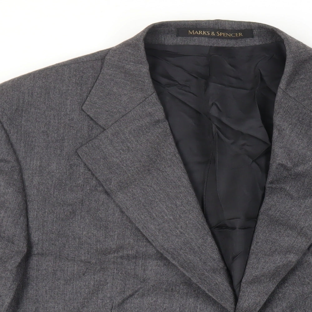 St Michael Mens Grey Wool Jacket Suit Jacket Size 42 Regular - Vintage