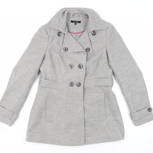 Dunnes Stores Womens Grey Pea Coat Coat Size 14 Button