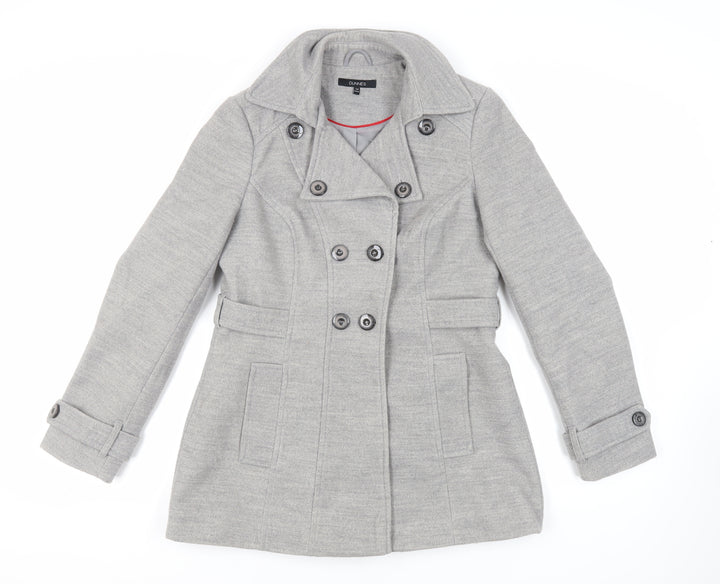 Dunnes Stores Womens Grey Pea Coat Coat Size 14 Button