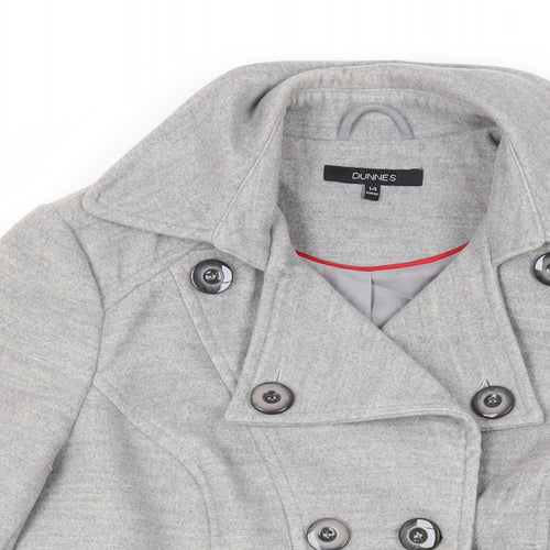 Dunnes Stores Womens Grey Pea Coat Coat Size 14 Button