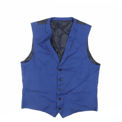 Austin Reed Mens Blue Wool Jacket Suit Waistcoat Size 42 Regular