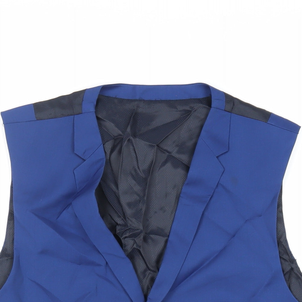 Austin Reed Mens Blue Wool Jacket Suit Waistcoat Size 42 Regular
