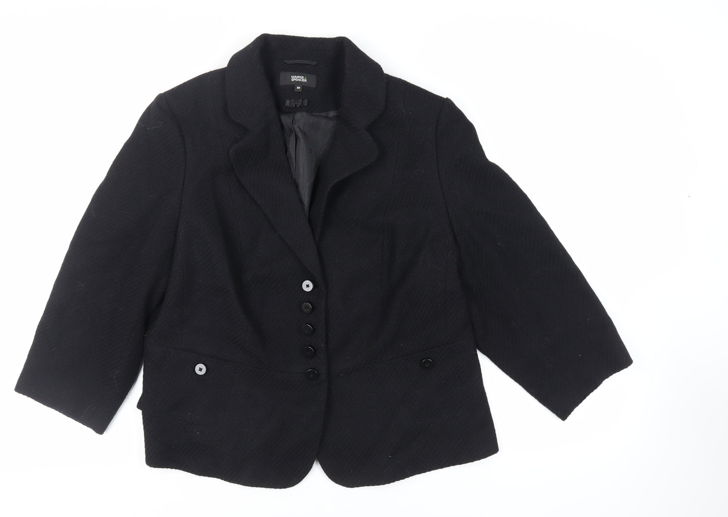 Marks and Spencer Womens Black Jacket Blazer Size 22 Button