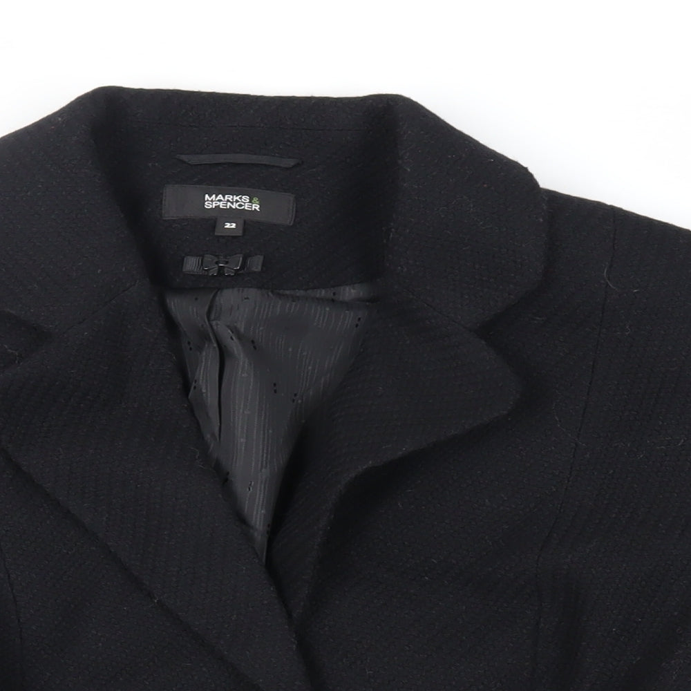 Marks and Spencer Womens Black Jacket Blazer Size 22 Button
