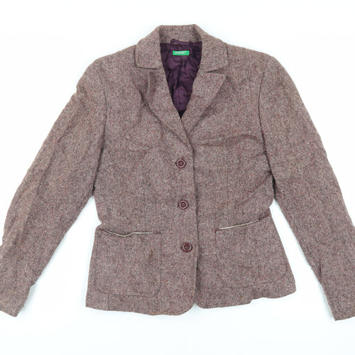United Colors of Benetton Womens Purple Jacket Blazer Size 10 Button