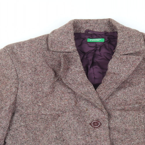 United Colors of Benetton Womens Purple Jacket Blazer Size 10 Button