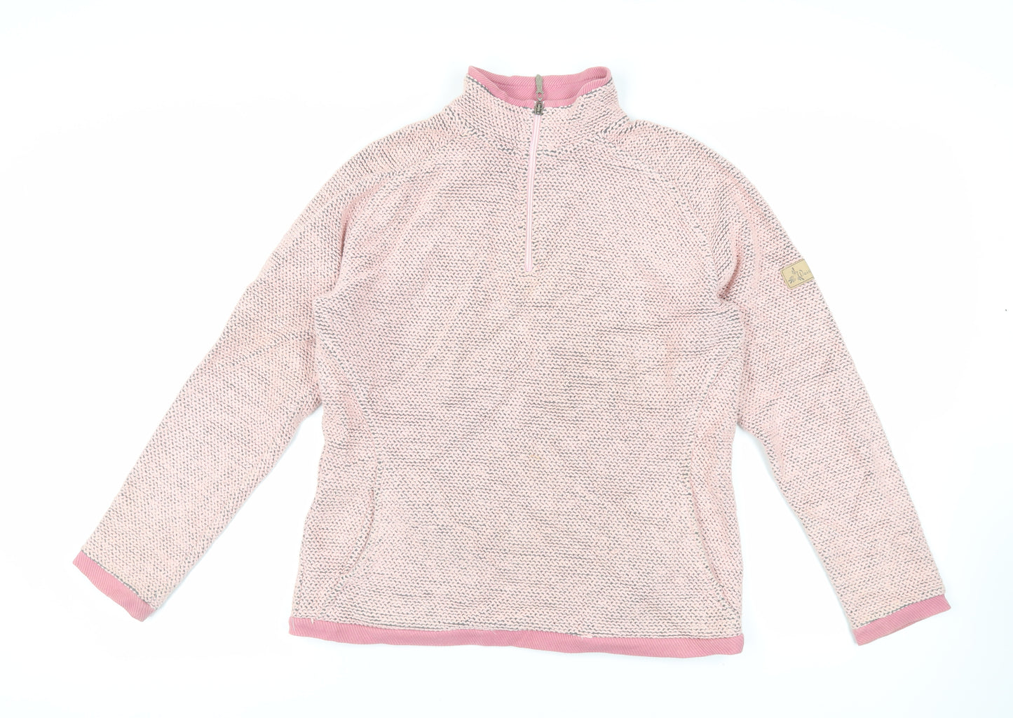 Weird Fish Womens Pink Cotton Pullover Sweatshirt Size L Zip - Pockets