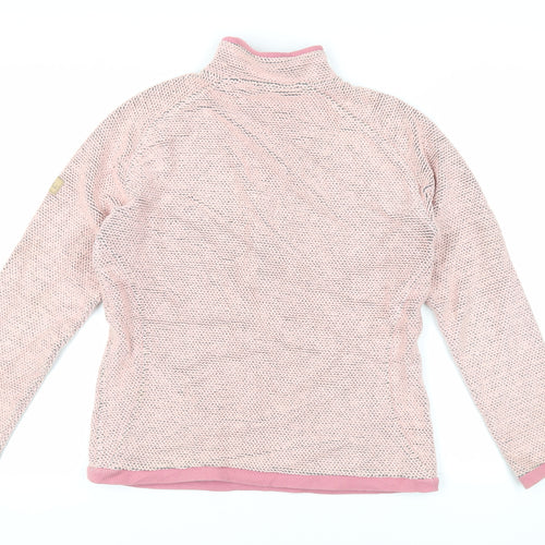 Weird Fish Womens Pink Cotton Pullover Sweatshirt Size L Zip - Pockets