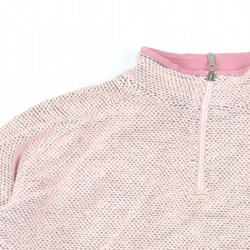 Weird Fish Womens Pink Cotton Pullover Sweatshirt Size L Zip - Pockets