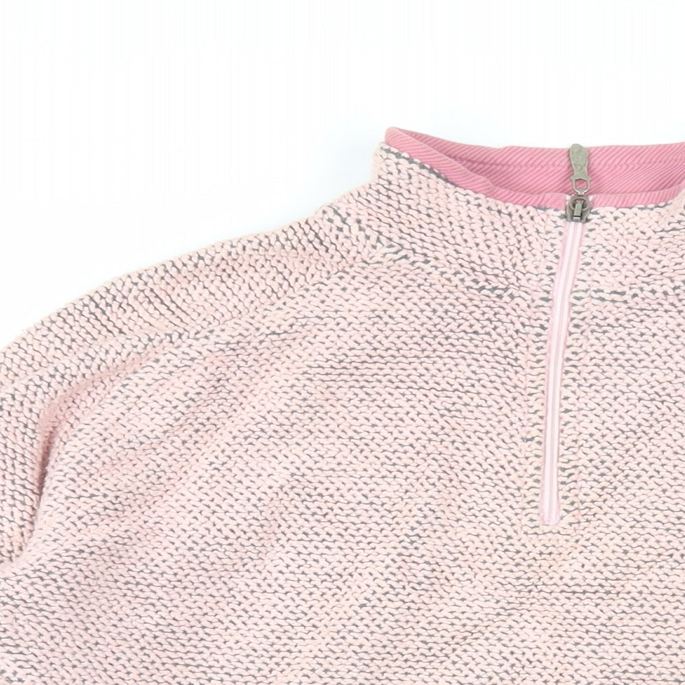 Weird Fish Womens Pink Cotton Pullover Sweatshirt Size L Zip - Pockets