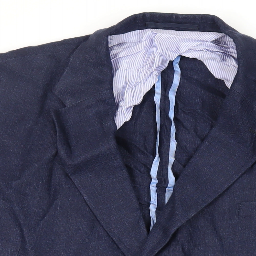 Brigdens Mens Blue Linen Jacket Blazer Size 50 Regular