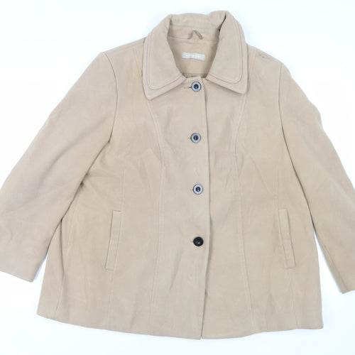Anthology Womens Beige Pea Coat Coat Size 22 Button