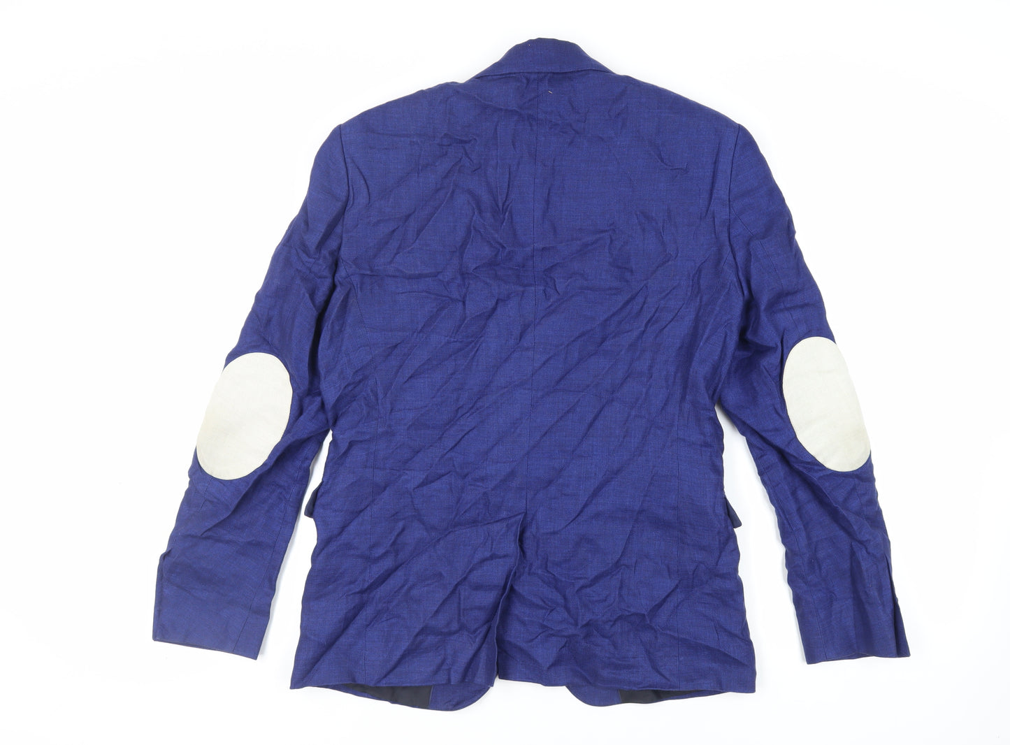 Zara Man Mens Blue Jacket Blazer Size 40 Button - Elbow Patches