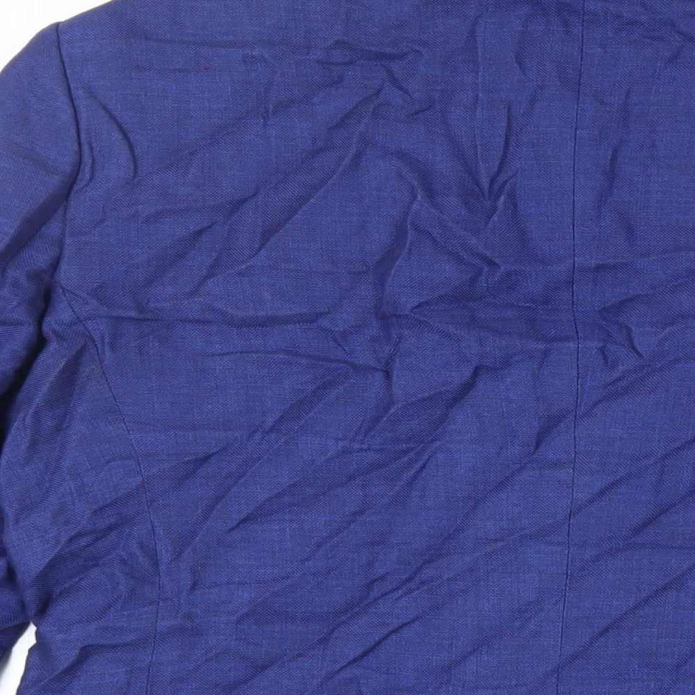 Zara Man Mens Blue Jacket Blazer Size 40 Button - Elbow Patches