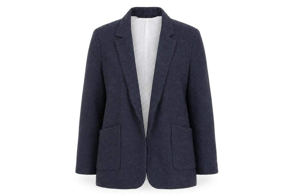 Front view of Zara women’s blue jacket blazer, size S, - open