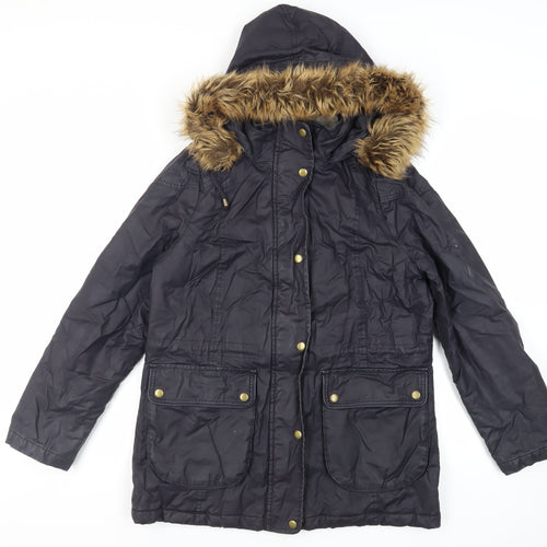 Marks and Spencer Womens Blue Jacket Size 12 Zip - Hooded