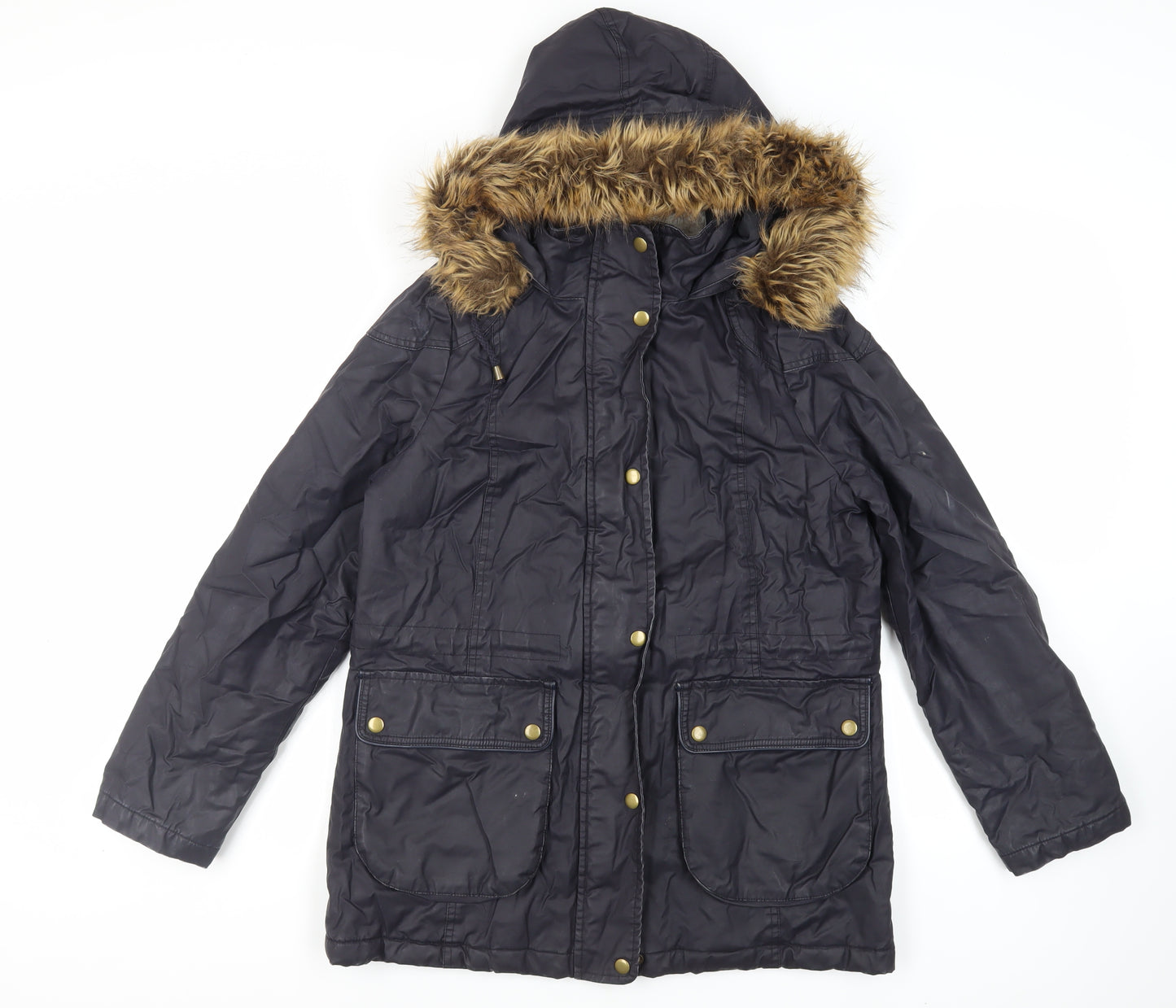 Marks and Spencer Womens Blue Jacket Size 12 Zip - Hooded