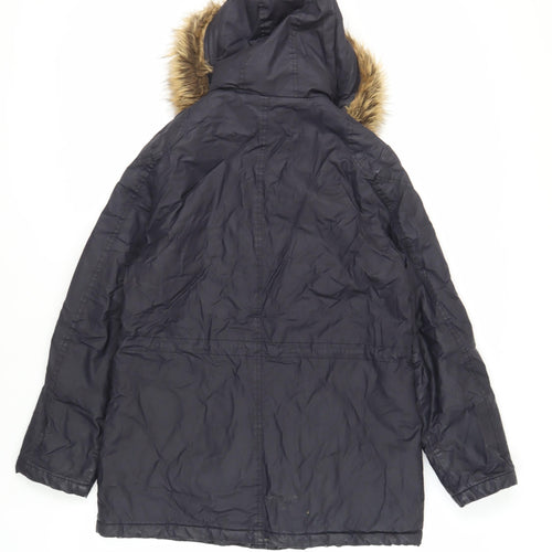 Marks and Spencer Womens Blue Jacket Size 12 Zip - Hooded