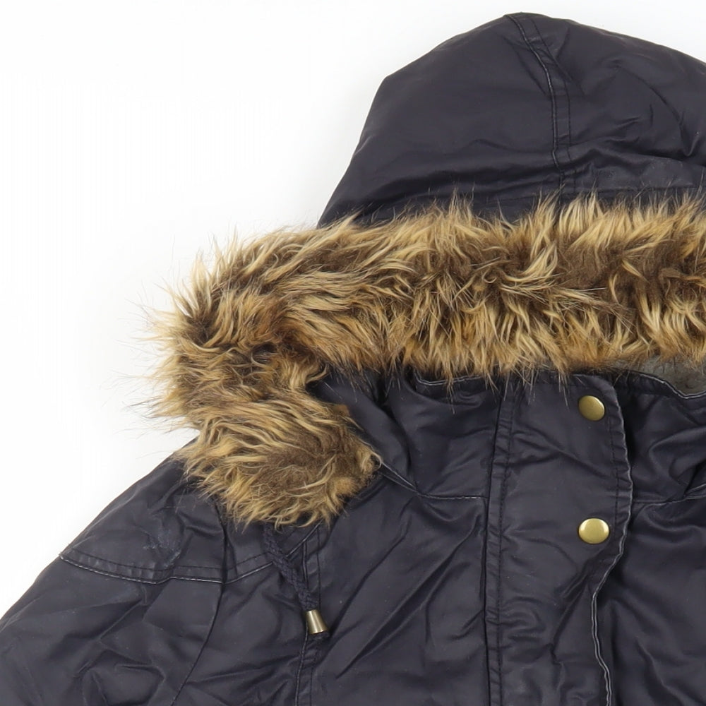 Marks and Spencer Womens Blue Jacket Size 12 Zip - Hooded