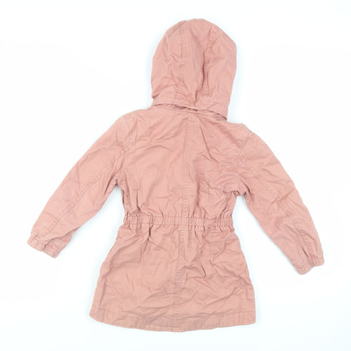 H&M Girls Pink Parka Coat Size 4-5 Years Zip - Hooded