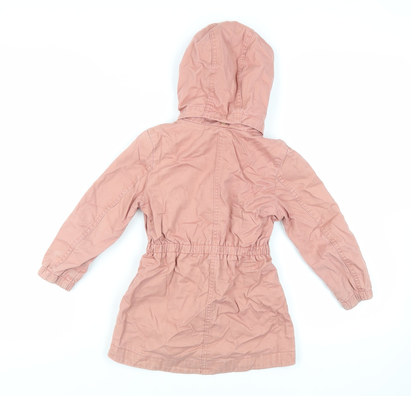H&M Girls Pink Parka Coat Size 4-5 Years Zip - Hooded