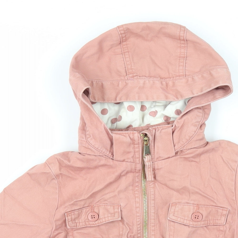 H&M Girls Pink Parka Coat Size 4-5 Years Zip - Hooded