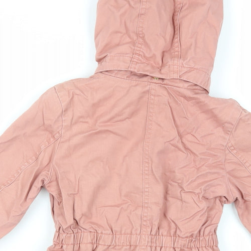 H&M Girls Pink Parka Coat Size 4-5 Years Zip - Hooded