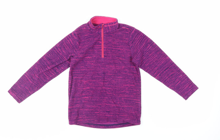 DECATHLON Girls Purple Polyester Pullover Sweatshirt Size 6 Years Zip
