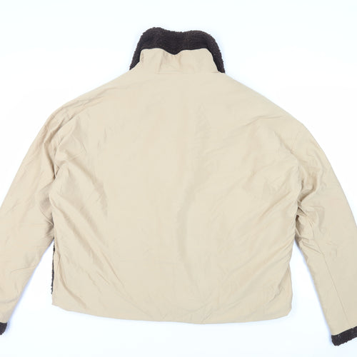 PRETTYLITTLETHING Womens Beige Jacket Size 12 Zip - Oversized