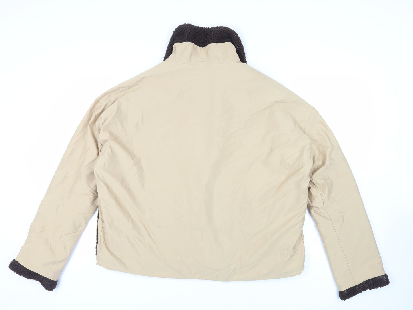 PRETTYLITTLETHING Womens Beige Jacket Size 12 Zip - Oversized